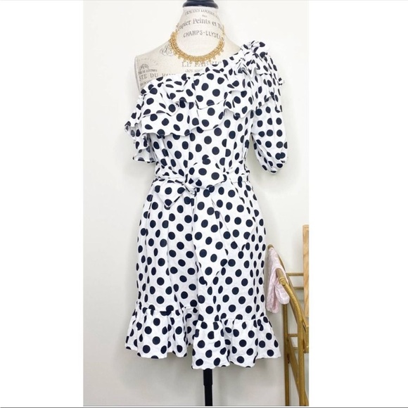 NWT! LISA MARIE FERNANDEZ for Target Polka Dot One Shoulder Dress MEDIUM - Picture 6 of 7
